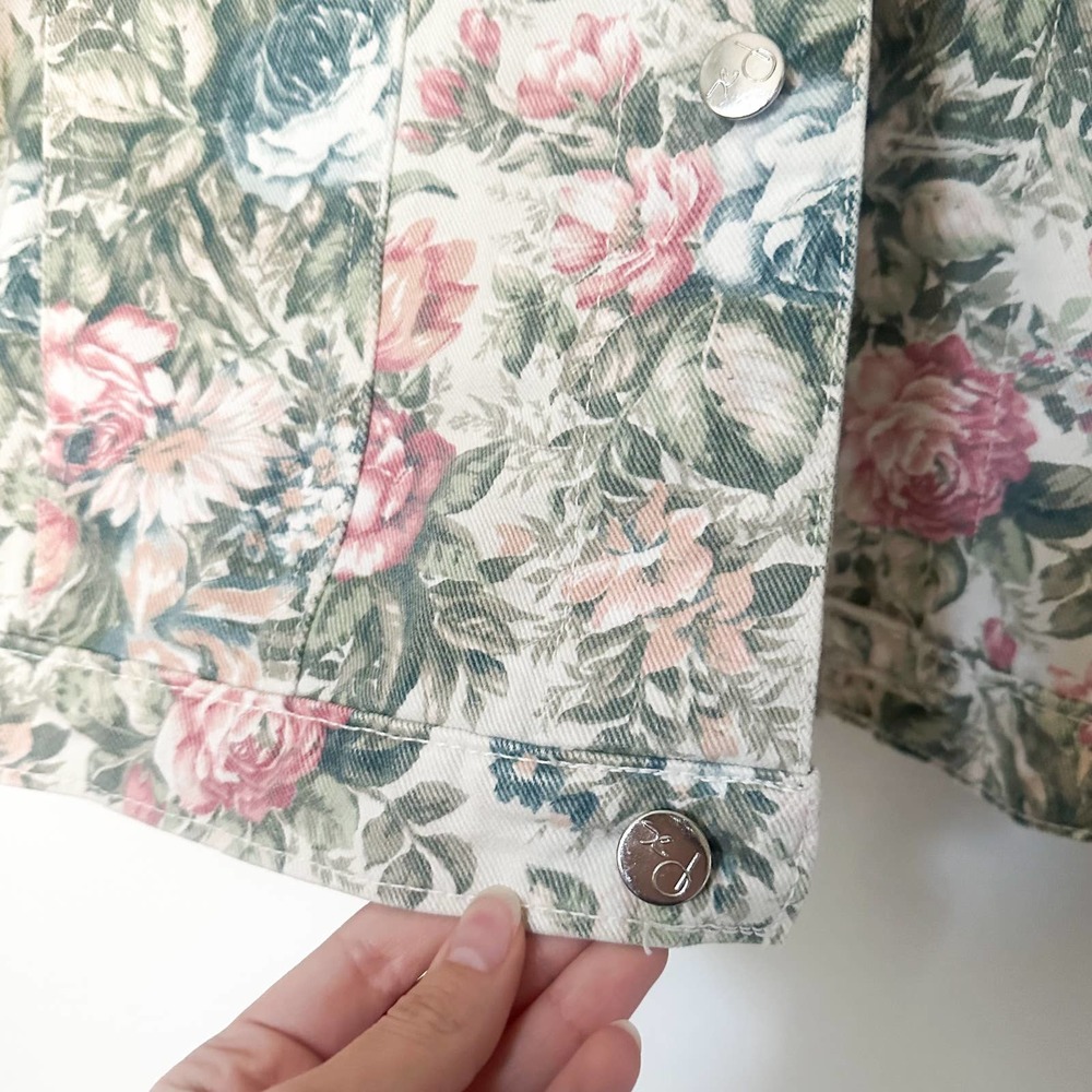 VTG Patrick Floral Jeans Jacket Denim Vintage — Size M/L - Picture 4 of 6